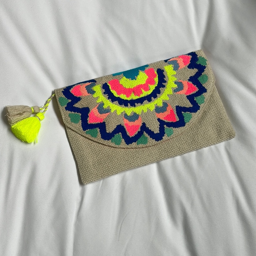 Boho canvas clutch